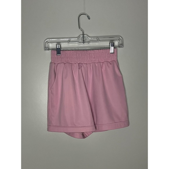 Unbranded Pants - Vintage Pink High Waist Sweat Shorts Womens Size Medium Pockets Pull On